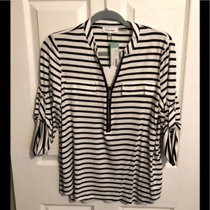Striped zip up shirt
